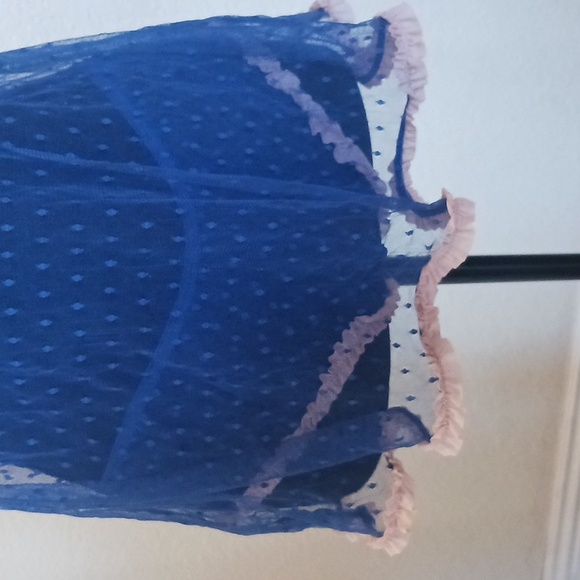 Vintage European Boutique Lingerie Blue/pink Lace Chemise Set Size Medium - Picture 3 of 15